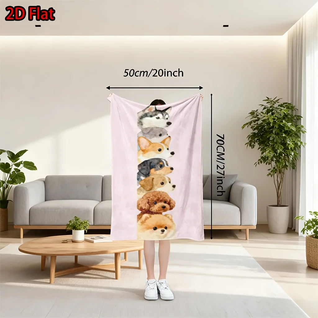 Dog Family Portrait Blanket Throw Cozy Animal Pet Art Decor Gift for Nursery Bedroom Bathroom Modern Cute Canine Plush Wallpaper