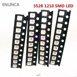 100 sztuk oryginalny Super Bright 3528 1210 LED SMD czerwony zielony niebieski żółty biały ciepły biały dioda LED 3.5*2.8*1.9mm