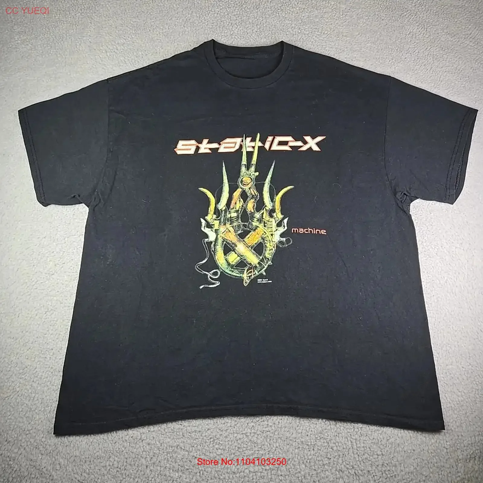 Vintage 2001 Static X Machine T Shirt Mens Size 2XL Black Nu Metal Band vintage Washed Top For Everyday Wear Casual Comfortable