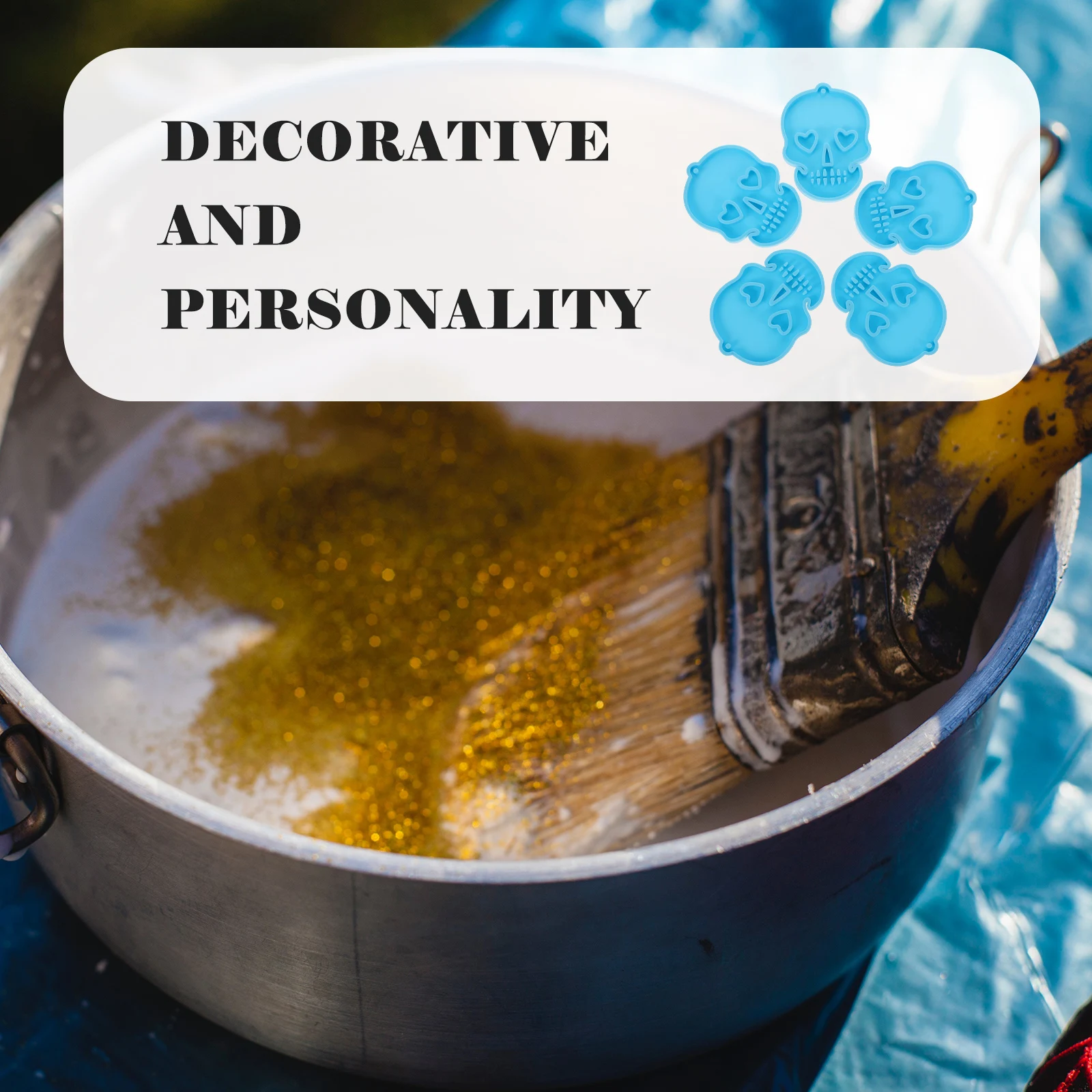 

5Pcs Skull Silicone Mold Keychain Pendant DIY Epoxy Casting Mold Flexible Resin Crafting Tool Key Chain Molds Key Pendent Molds