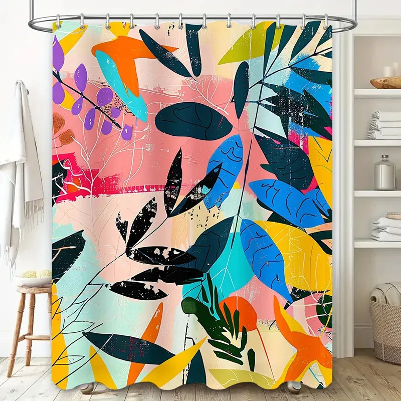 

ZHL22Artistic Shower Curtain Bright Floral Design for Bathroom Decor Easy Installation on Rods Size Customizable Multi-Color2Ol%