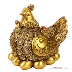 Hen Golden Rooster Laying Eggs Creative Copper Coin Hatching Egg Sculpture Home Living Room Bedroom Office Decoration Crafts 1Pc