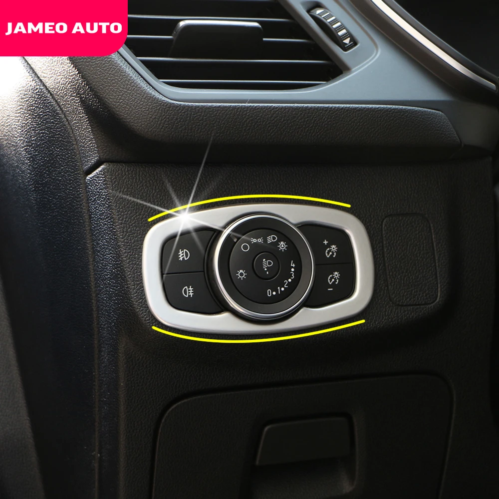 Jameo Auto Car Front Head Lights Head Lamps Switch Button Knob Cover Trim Fit for Ford Focus MK4 2019 2020 Accessories