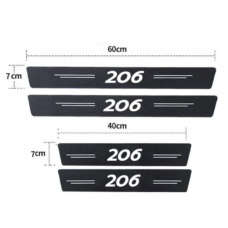 Car Luminous Threshold Strip Rear Door Edge Protector Stickers for Peugeot 206 Trunk Sill Bumper Anti Scratch Film Accessories