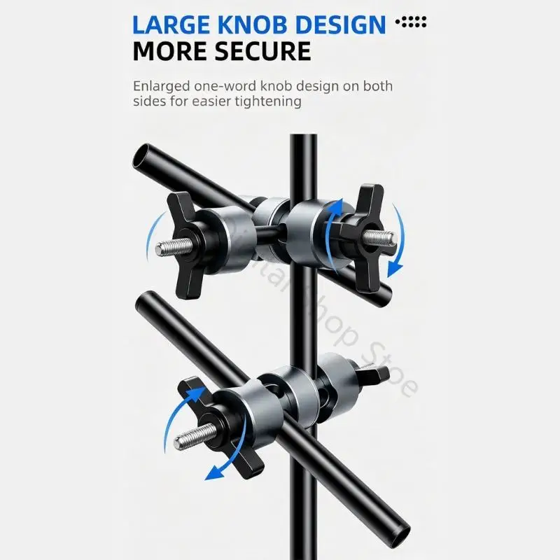96BA Zweigelenk-Monitorlicht-Kamera-Stangenklemmhalterung, Metallhalterung mit Feststellknöpfen für 10-mm-15-mm-Stangensysteme – Detail 3