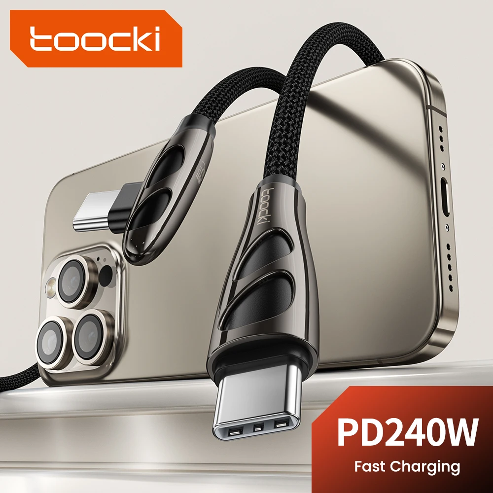 

Toocki 240W 90 Degree USB C to type C Cable PD3.1 QC4.0 Fast Charging Type C Cord for Laptop iPhone 16 15 Smasung Xiaomi Oneplus