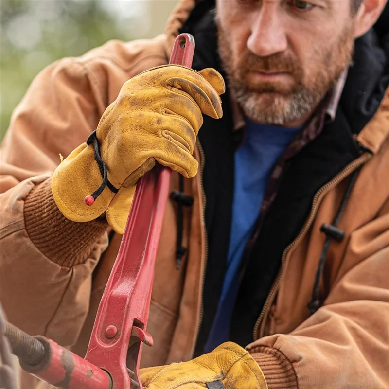 

ABGE-перчатки для мужчин и женщин, регулируемые рабочие перчатки из воловьей кожи на запястье с усиленной ладонью для сада водителя