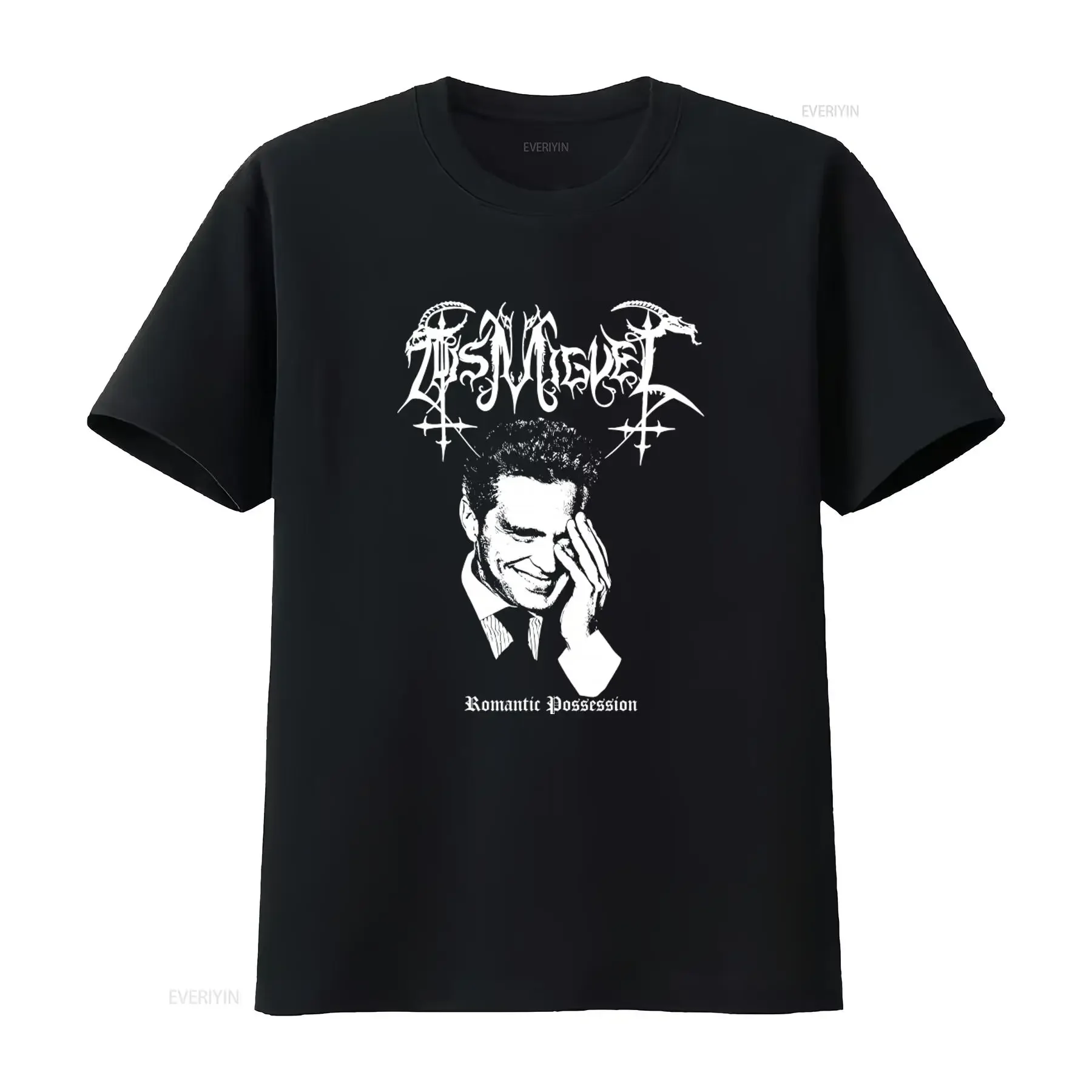 Camiseta LUIS MIGUEL con diseño de parodia gótica de Romantic Possession, estilo vintage, lavada, versátil para uso diario.