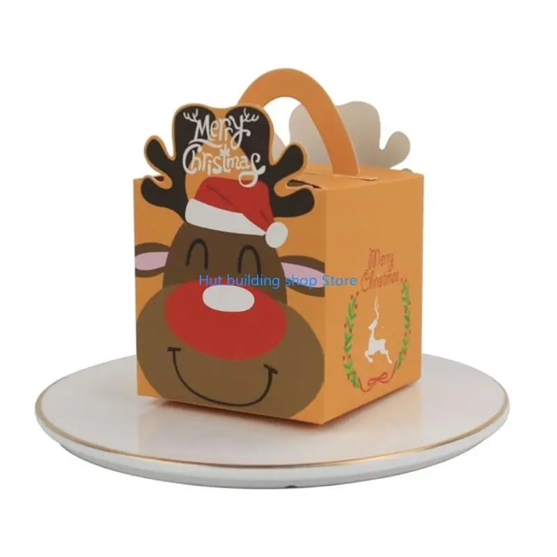 T21C 업그레이드 크리스마스 크래프트 선물 상자 6 피스 크리스마스 파티 종이 크리스마스 호의를위한 사탕 박스 치료 색상 상자