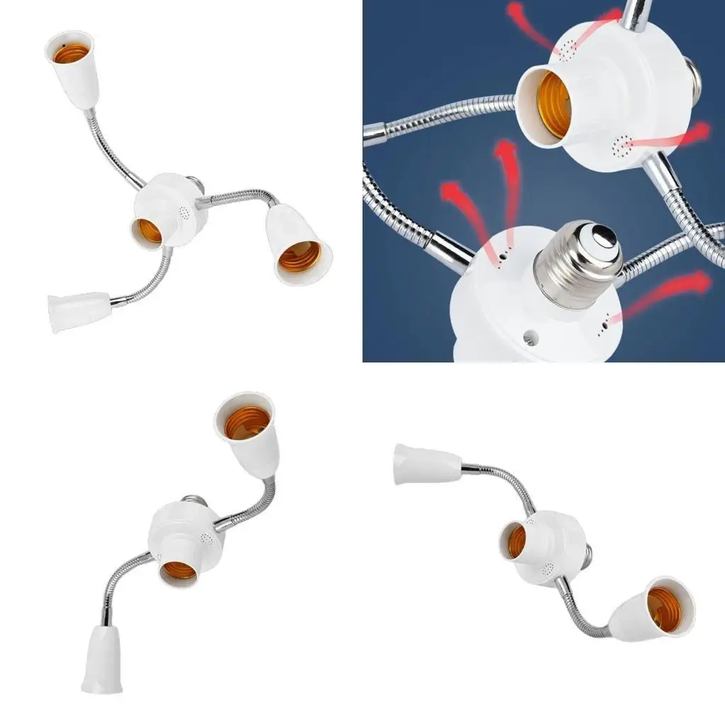 

31BA LED Bulb Holder 3 in 1/4 in 1/5 in 1/6 in 1 E27 Base Socket Splitter LED Light Socket Light Bulb Adapter Holder