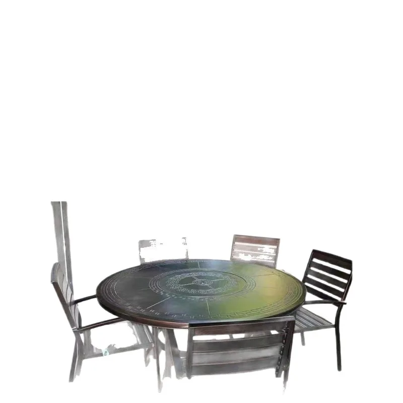 

Outdoor charcoal barbecue table and chairs, courtyard terrace garden leisure outdoor barbecue table and chairs combination