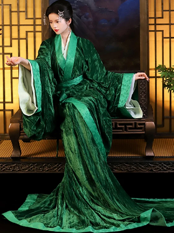 

Hua Zhi ang 2025 Spring Season Traditional Chinese Hanfu Women's Long Tail Coat High Waist Polyester Fiber Online Exclusive
