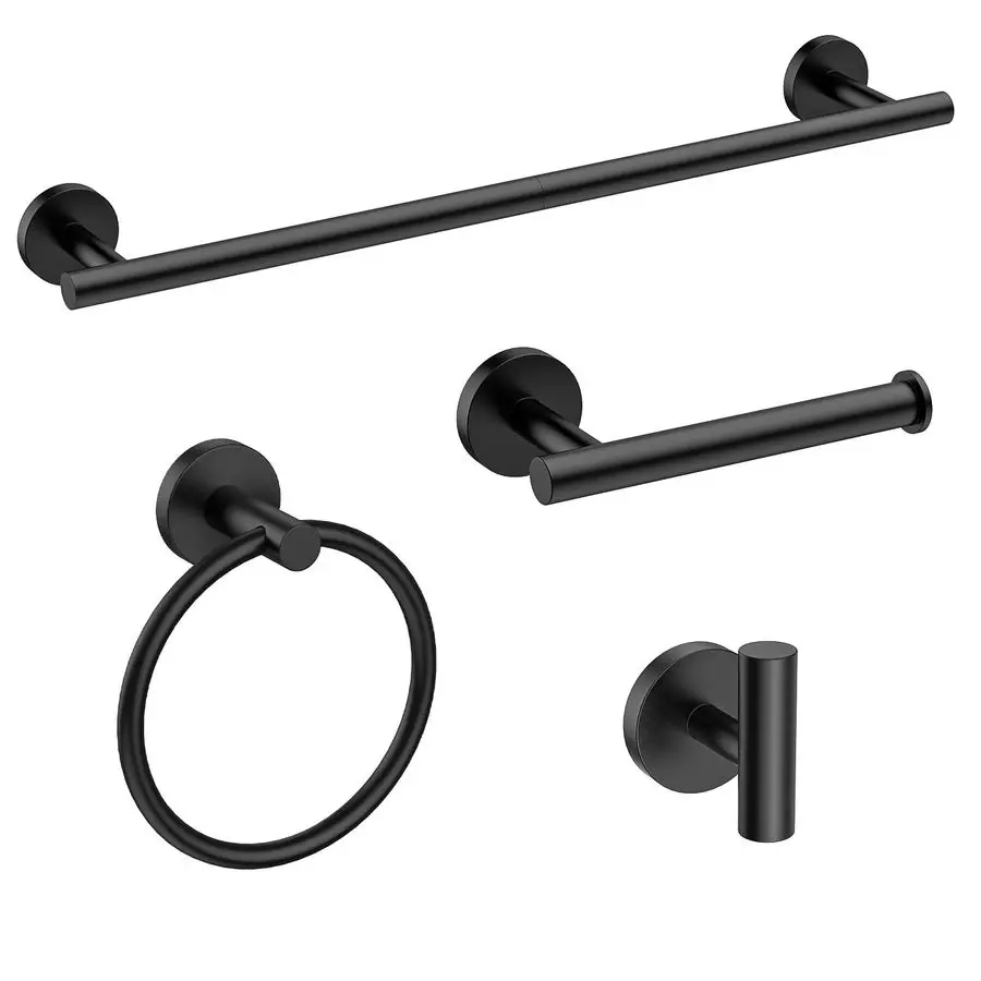 

Matte Black Bathroom Hardware Set, Modern 24Inch Towel Bar Set Wall Mounted, Durable SUS304 Stainless Steel Bathroom Accessories