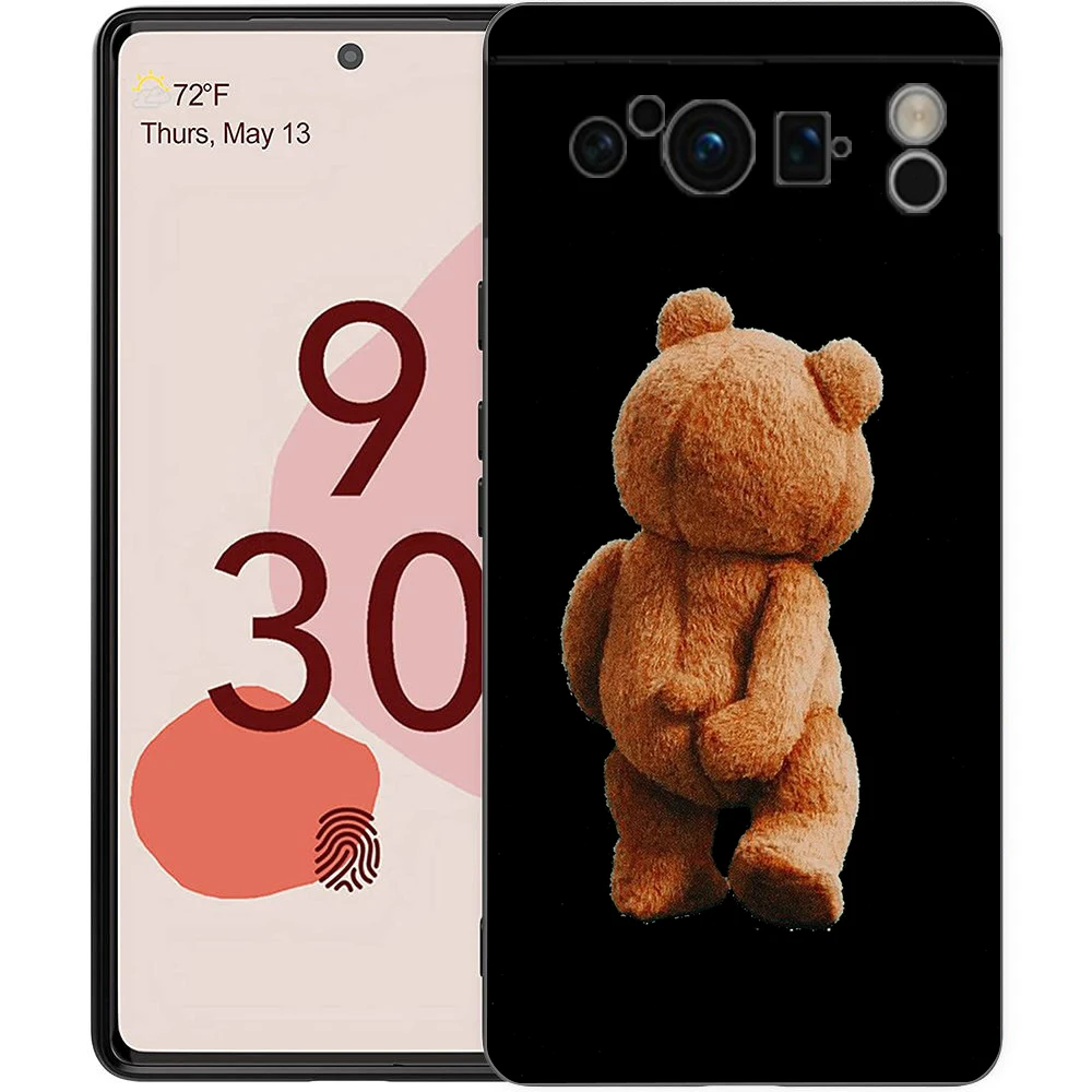 Funny Just Relax Brown Bear Phone Case For Google Pixel 8 A 7 6 Pro Soft TPU Shell For Pixel 6A Silicone Shockproof Black Cover