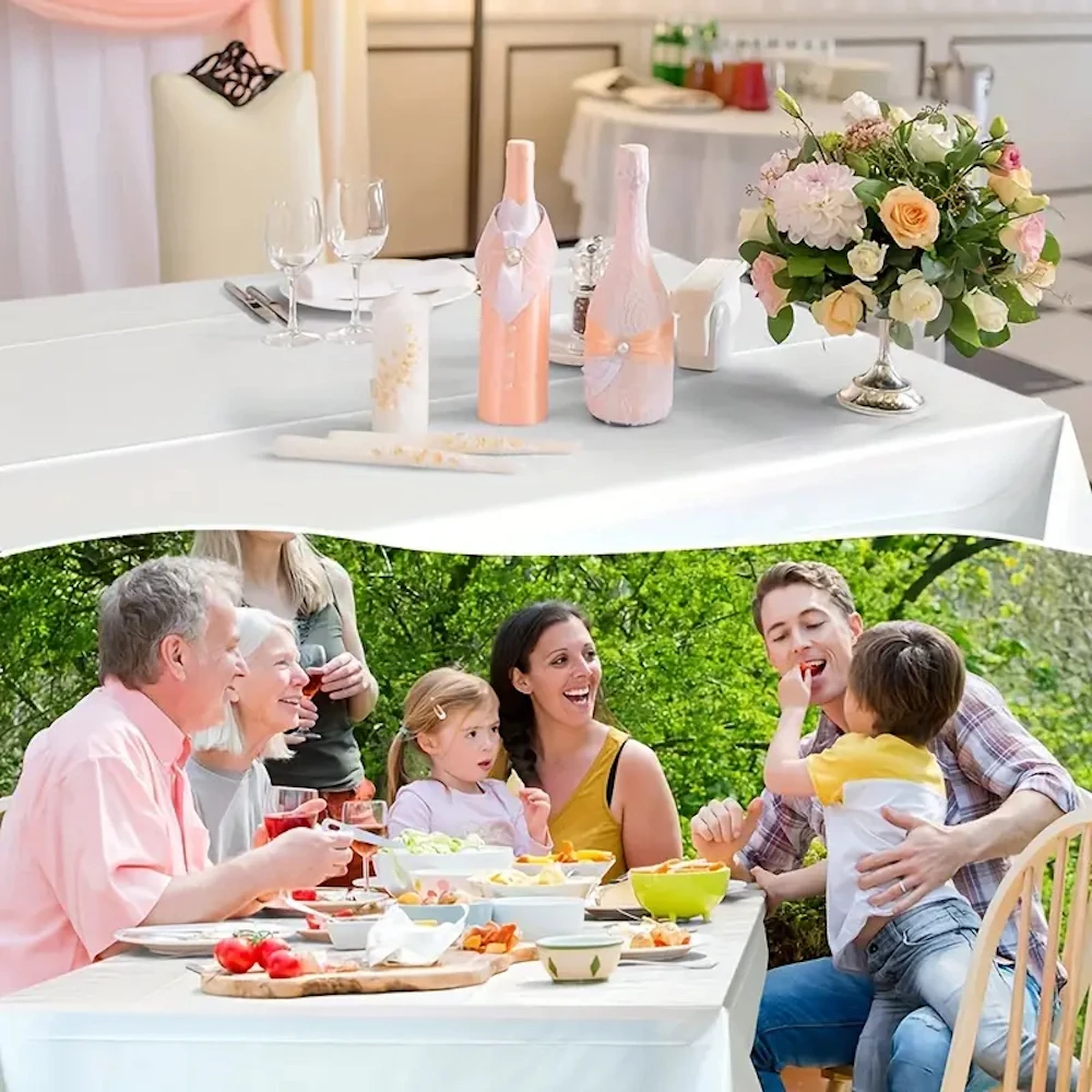 1 Stück Party-Tischdecken 137 x 274 cm/137 x 183 cm, BPA-frei, Kunststoff, Esstisch-Abdeckung, Tuch für Partys, Picknick, Camping, Outdoor, Einwegartikel – Detail 8