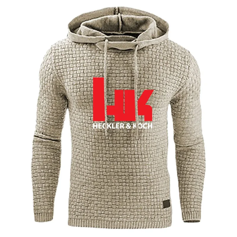 

Spring Autumn Men's Hoodie HK Heckler Koch Firearms No Compromise Print Plaid Y2k Popular Loose Solid Color Hooded Sweatshirt