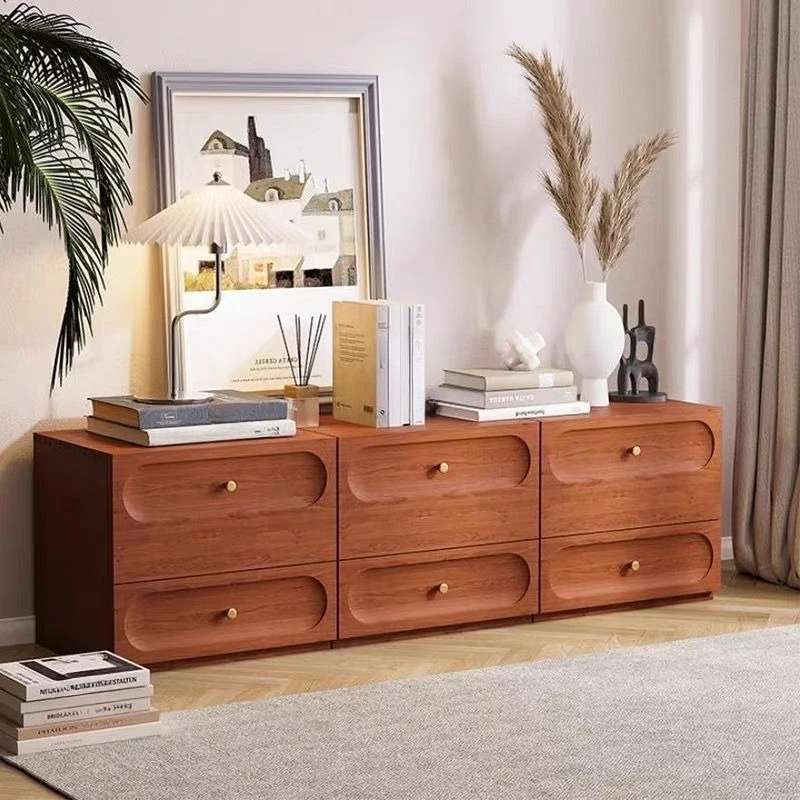 Retro simple style solid wood combination module side cabinet living room chest cabinet