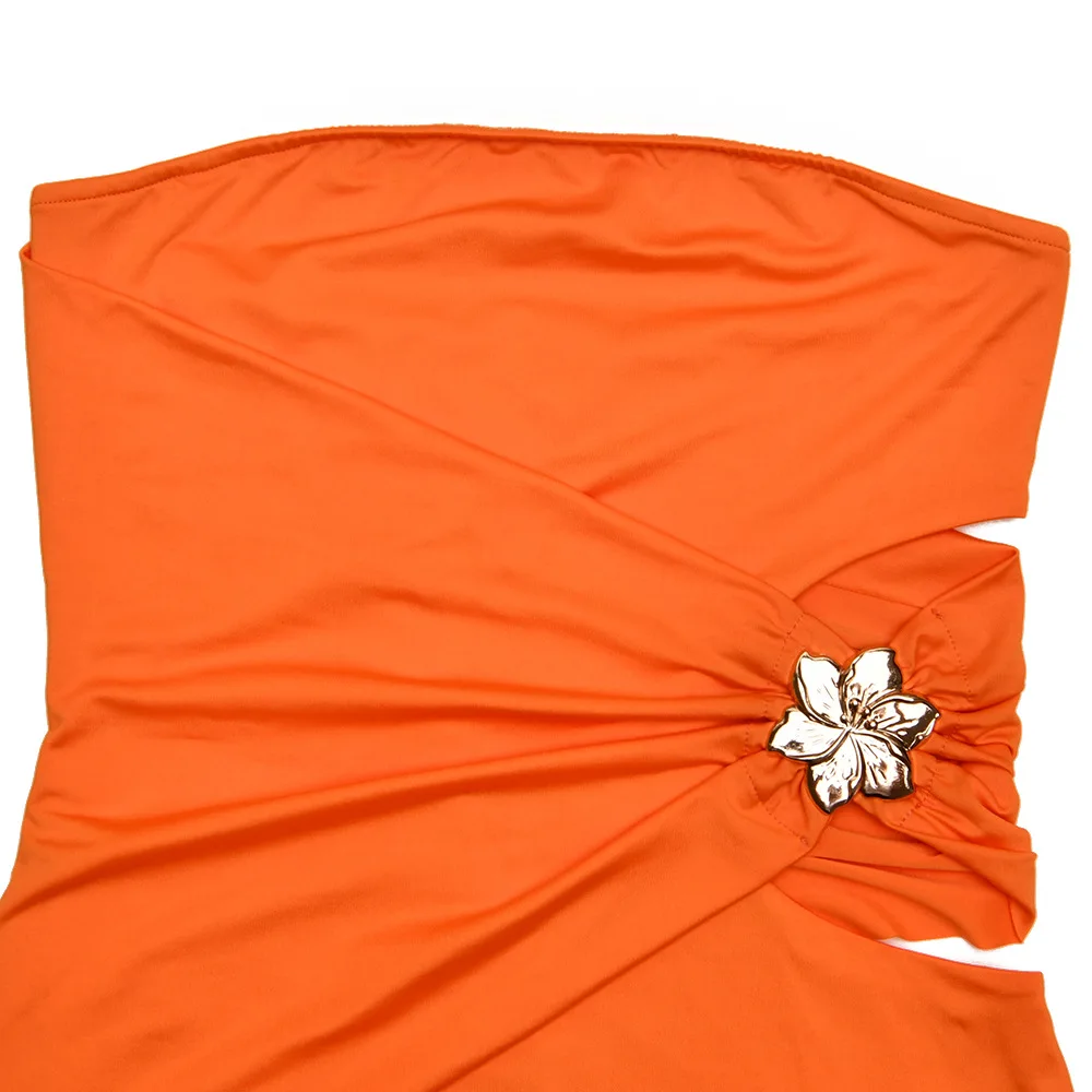 2025 Summer  Party Casual Wear Cool Spicy Hot Girl Style Tube Top Bodycon Dress Side Waist Cut-Out Long Skirt Gown