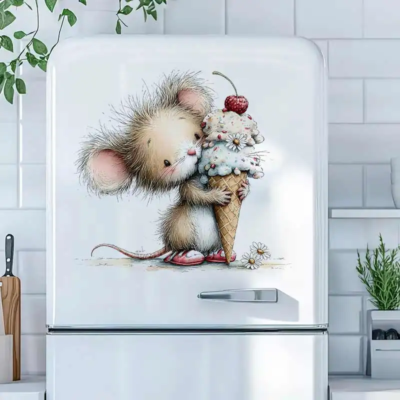 Cute Mouse Summer Beach Wall Sticker Toilet Lid Stickers, Bedroom Entrance Living Room Porch Home Decora Waterproof Decals M1574