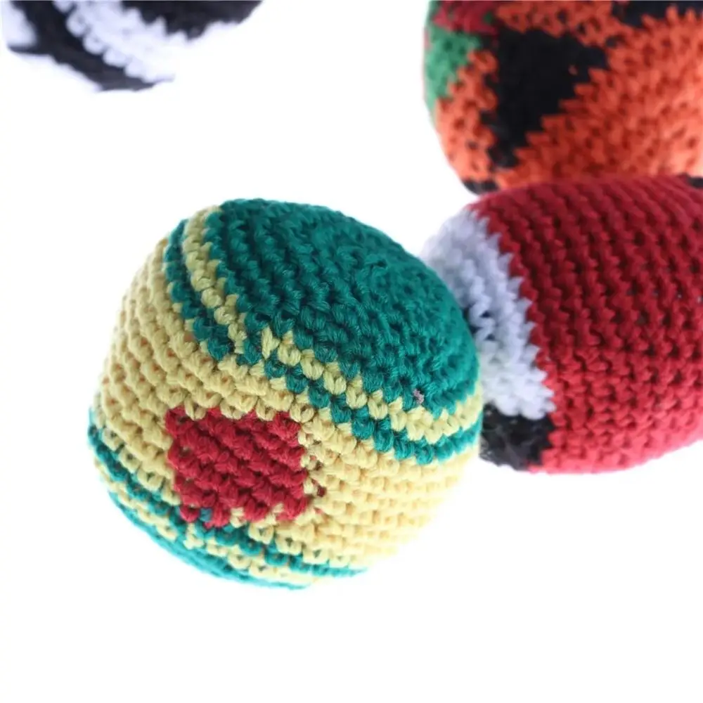 1/3/6/12Pcs Durable Handmade Knitted Footbag Sacks Geometric Pattern Multicolored Sports 5cm Random Color Magic Juggling Balls
