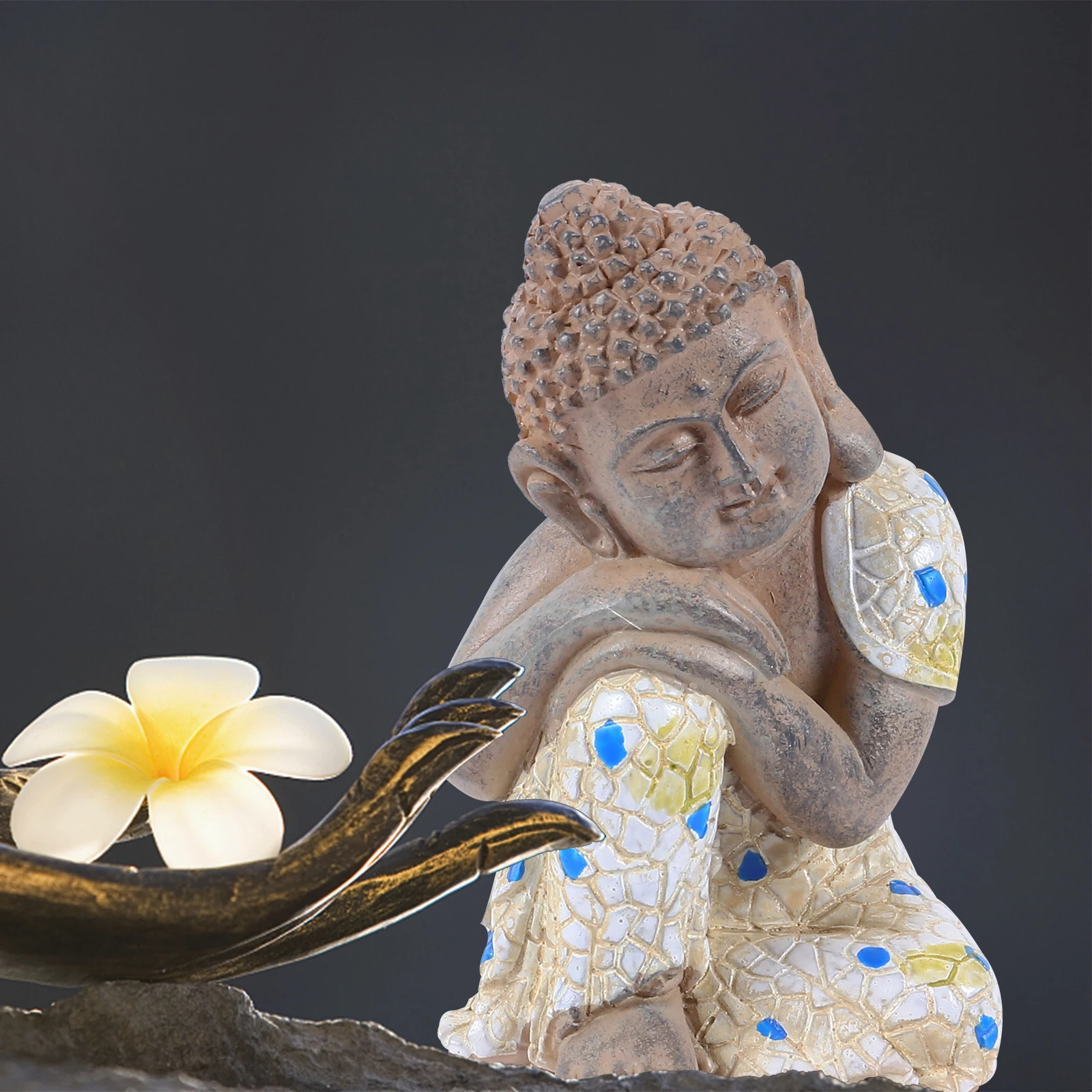 

Zen Buddha Statue Vivid Figurine Fish Tank Decoration Gift Warm Atmosphere Resin Craft Garden Ornament