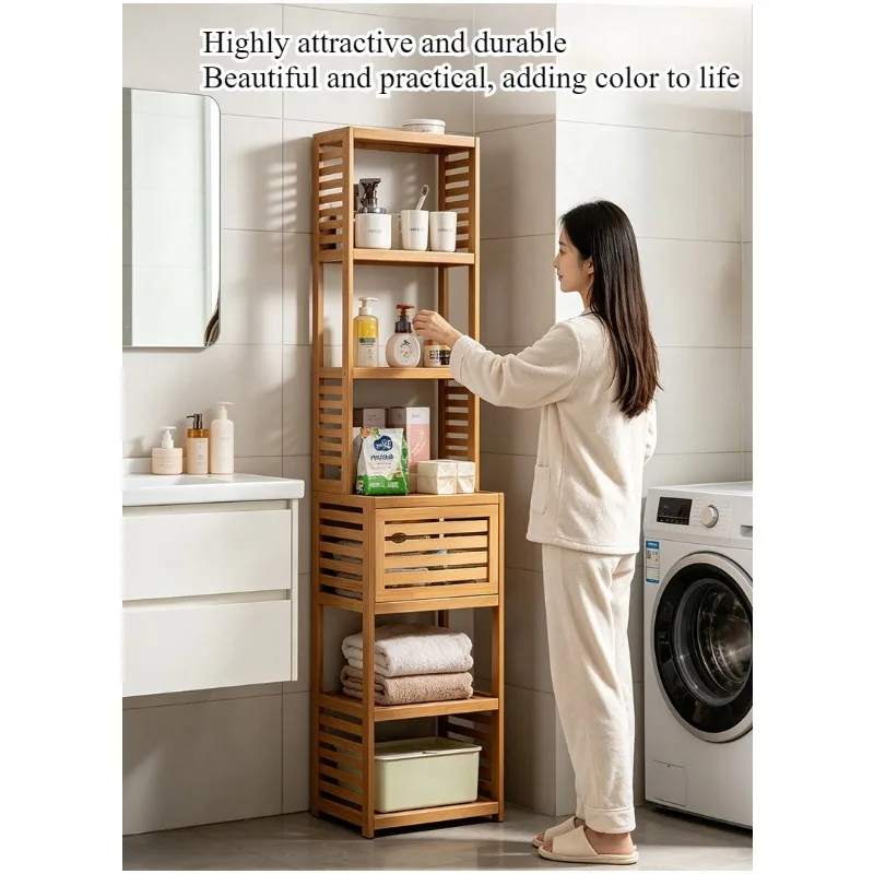 Simple style Nanzhu with storage compartment bathroom rack toilet toilet toilet multi-layer storage rack