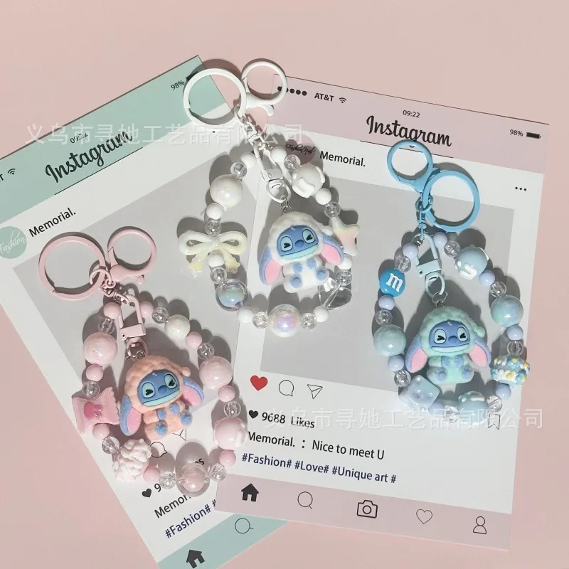 حقيبة ستيدي ذات طابع كرتوني مع قلادة سلسلة خرز، تمثال لطيف، قلادة سلسلة مفاتيح للطلاب، إكسسوار