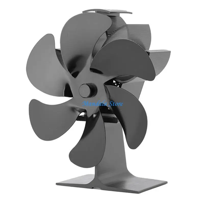 U2JC 6 شفرات موقد الموقد المنزلي مروحة تعمل بالطاقة الحرارية لسجل الخشب فائقة الهدوء لحرق الخشب الحقيقي مروحة الموقد الخشب