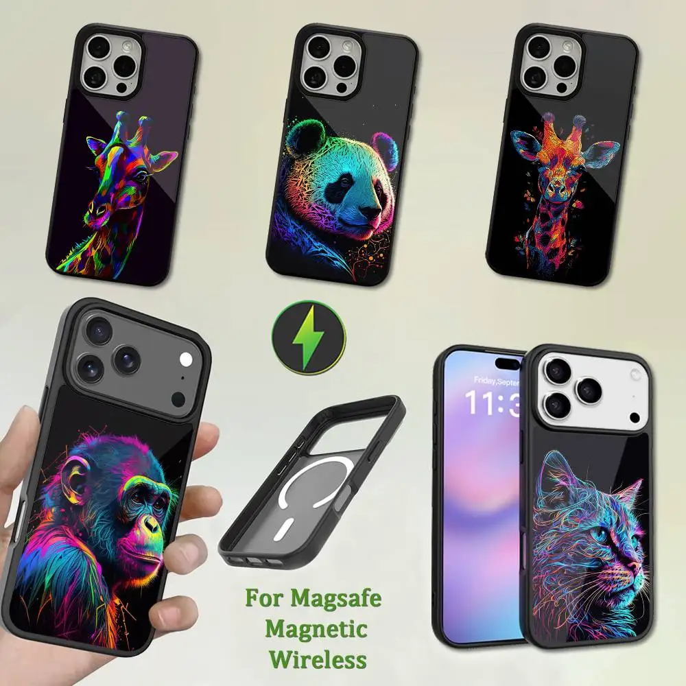 

Colored Lines Art Animals Phone Case For iPhone 13,12,11,16,15,17,14,Pro,Max,Plus,Mini,Magsafe,Magnetic Wireless Charging