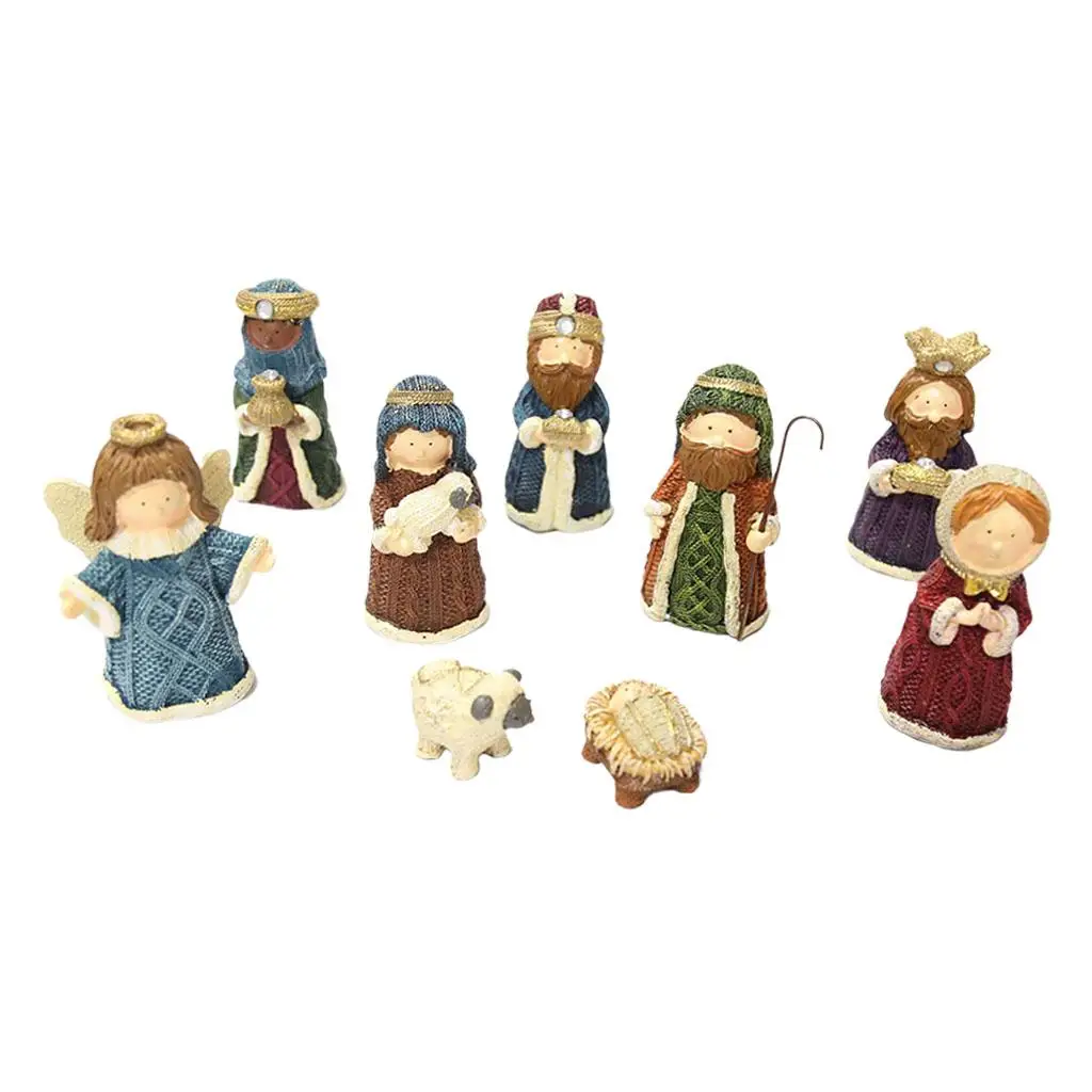 10Pcs Catholic Scene Figure Decor Birth of Statue for Church Ornament