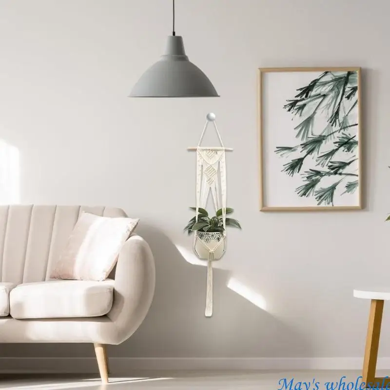 

Стильная тканая корзина ручной работы, подвесной держатель для контейнера для цветов ручной работы для украшения растений, кашпо