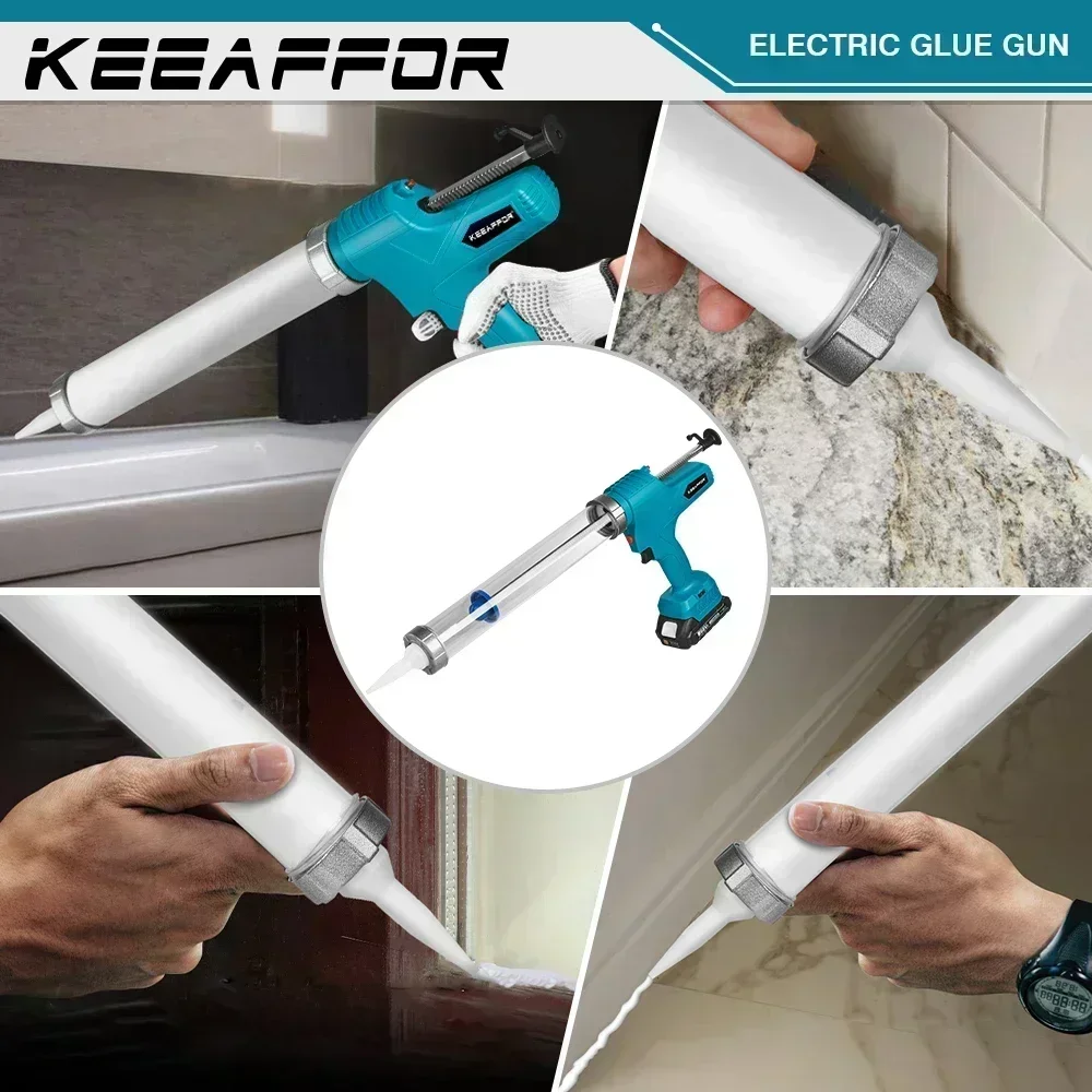 KEEAFFOR 10000N Electric Caulking Gun 6 Gears Cordless Glue Gun Electric Power Tool Adhesive Glue Sealant For Makita 18v Battery