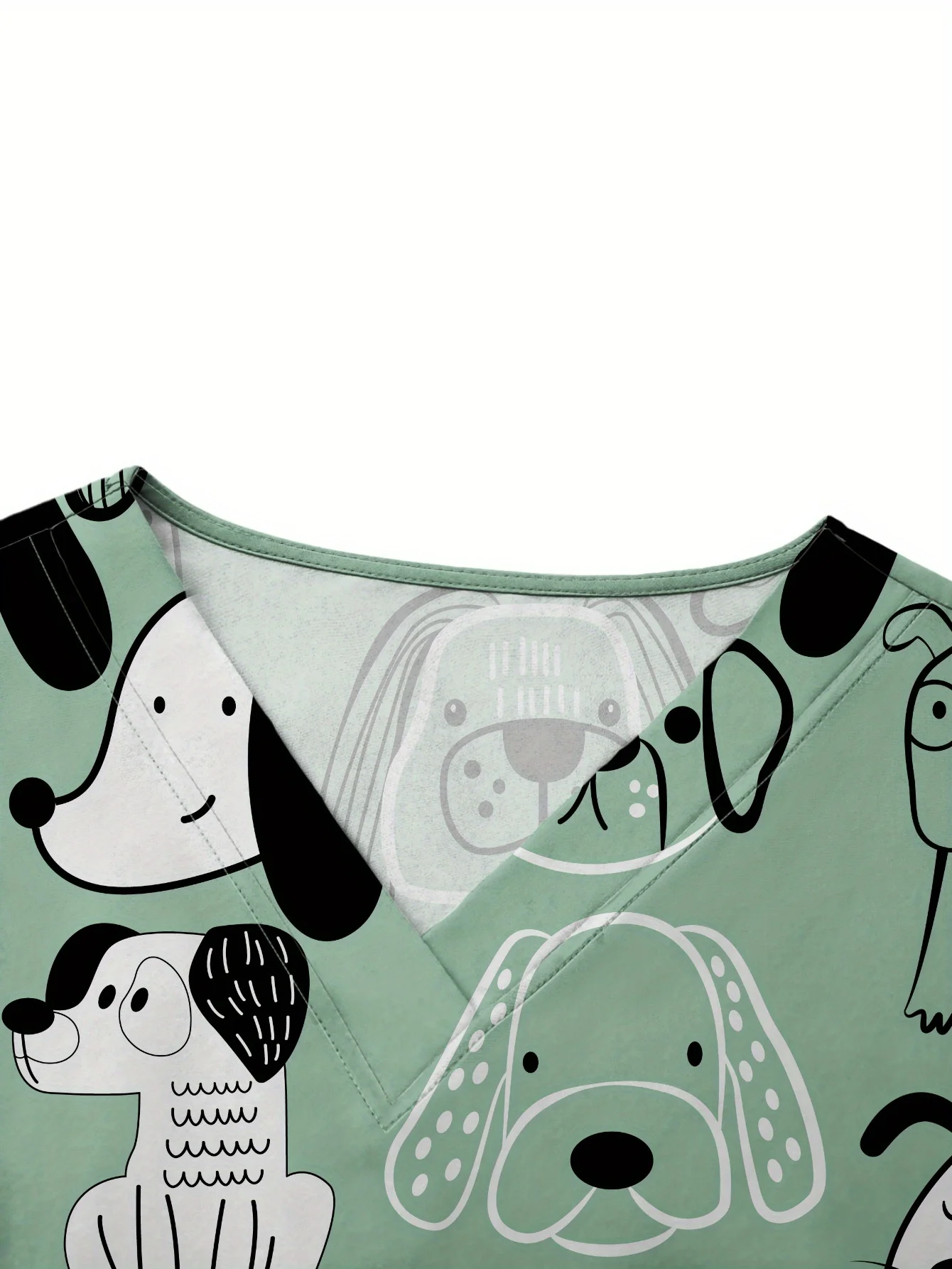 Top feminino casual de manga curta com decote em V para enfermeira – camisa de trabalho fofa de porco de desenho animado e estampa floral com bolsos para trabalhadores