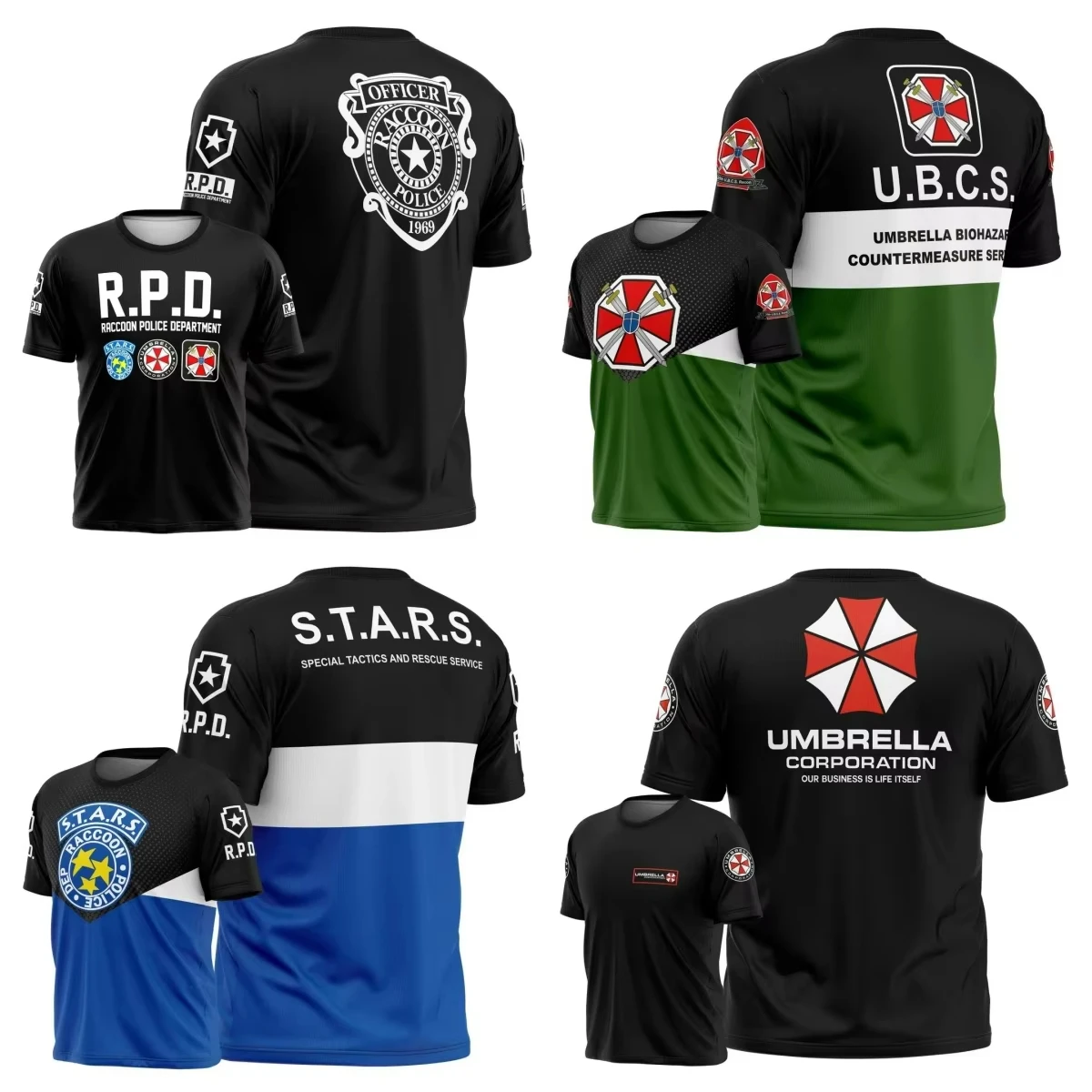 Movie Resident Evil Umbrella R.P.D. Sport U.B.C.S. Quick-dry Breathable 3D Print Men T-shirt Harajuku Parent-Child Short Sleeve