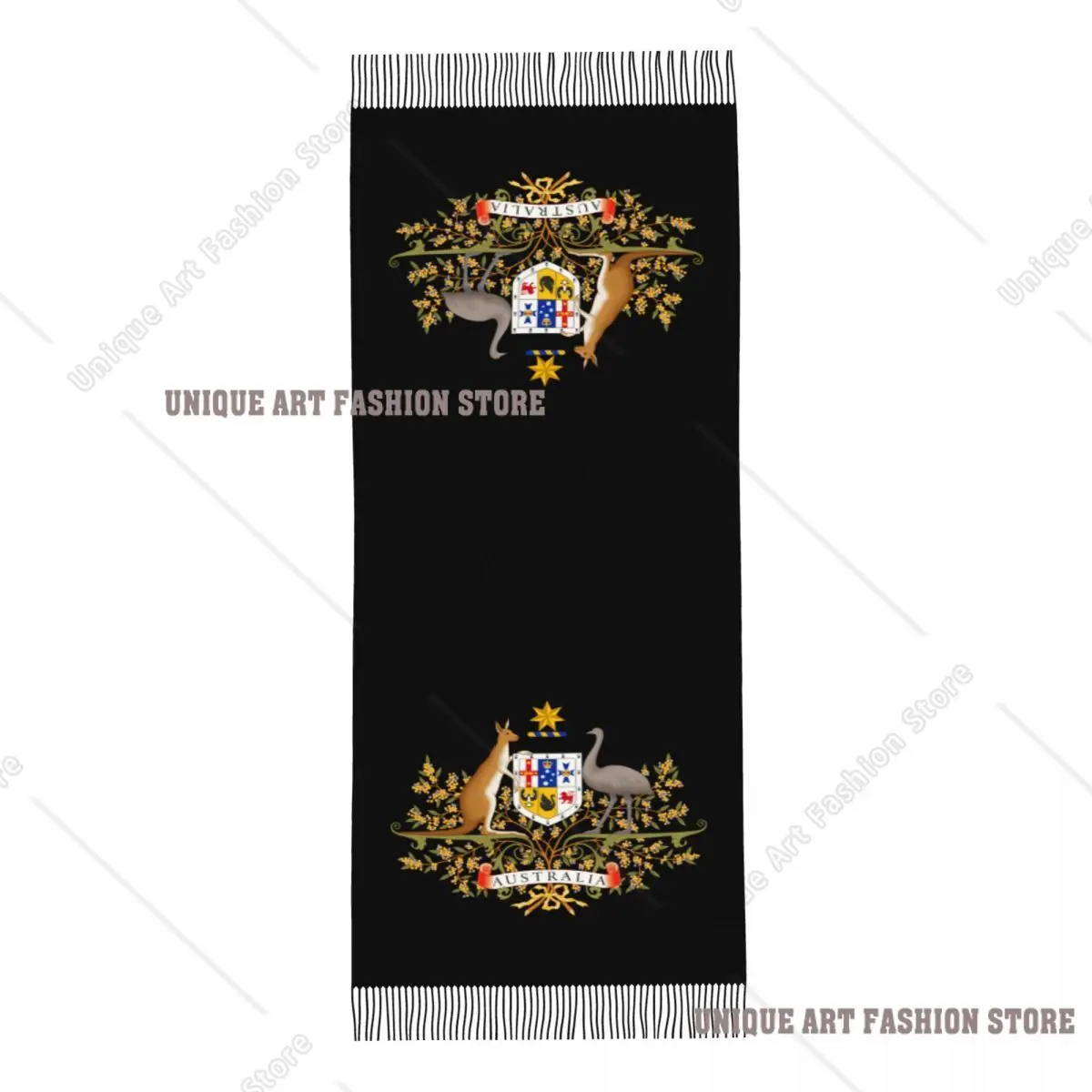 オーストラリアの国旗の紋章入りカスタムタッセルスカーフ、女性用ソフトショール、レディースウィンタースカーフ