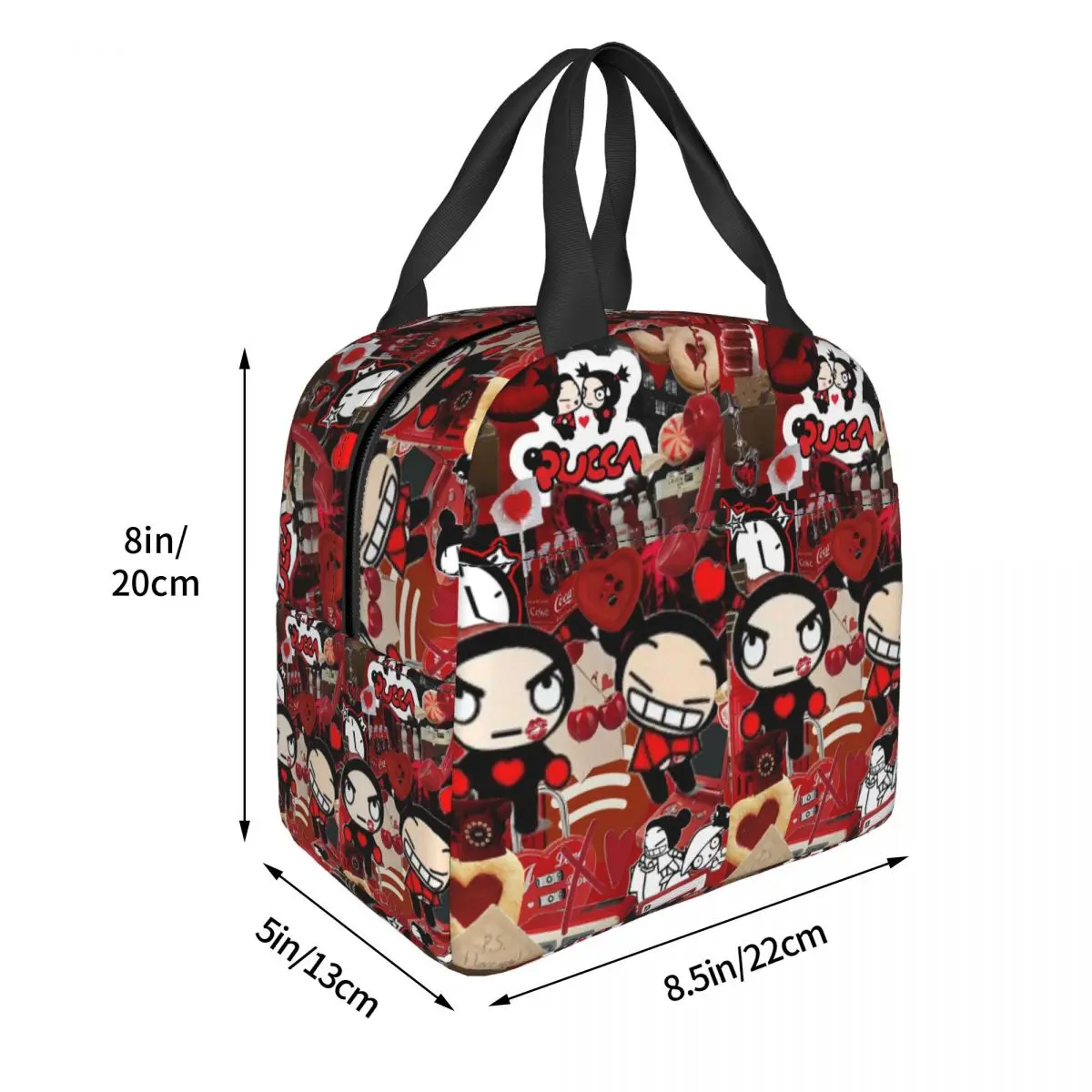 Pucca Love For You Red Insulated Lunch Bag for Women Children Leakproof Food Boxes Thermal Lunch Box Tote