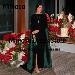 Mimosa Black Side Slit Evening Dresses Long Sleeves Prom Dress Beading Shawls فساتين سهره نسائيه ف Customized