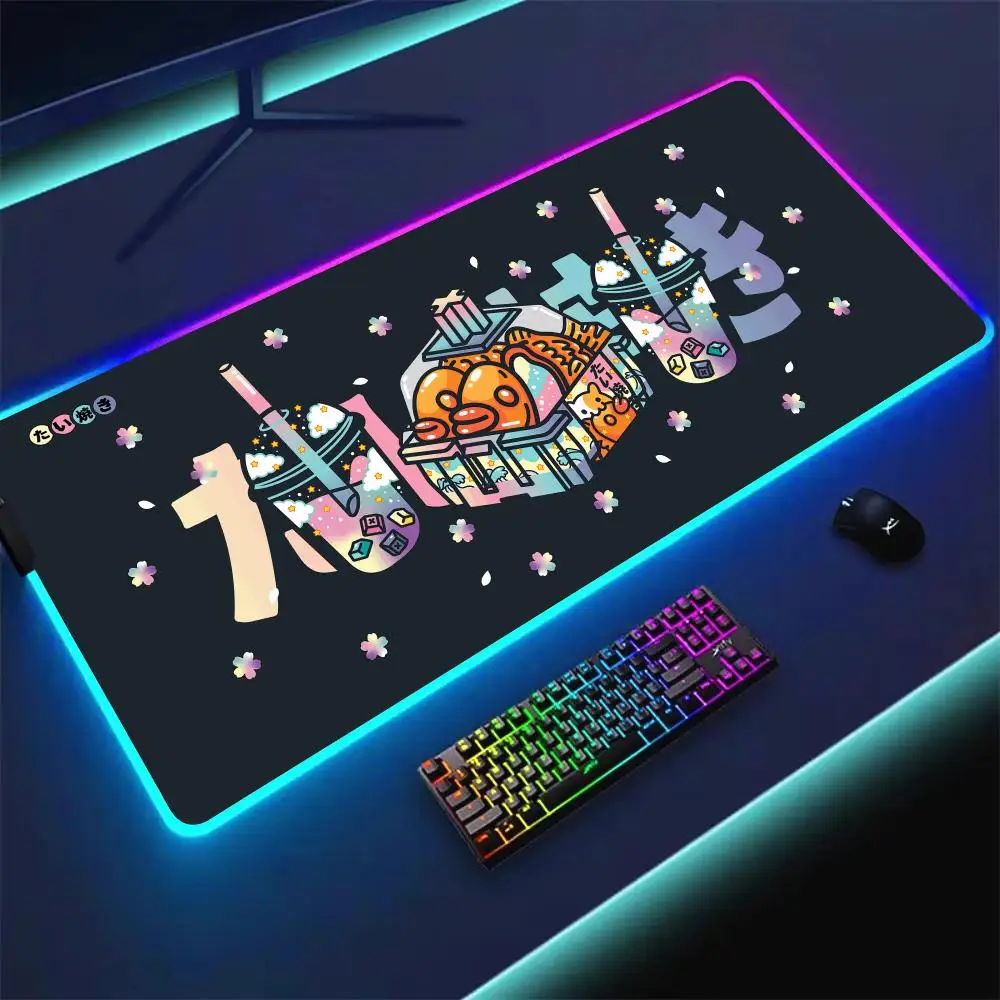

Коврик для мыши RGB, колпачок для ключей, игровой коврик для суши, резиновый противоскользящий настольный коврик со светодиодной подсветкой, игровая клавиатура, коврик для мыши, геймер, аксессуары для ПК