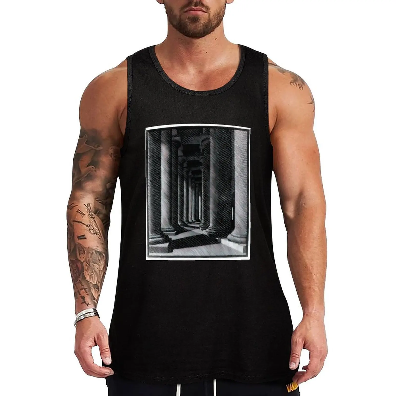Nocturnal Rome, Colonade of St. Peter's - 1934 By MC Escher Tank Top Daily Work Tank Top Utility Casual Sleeveless Top