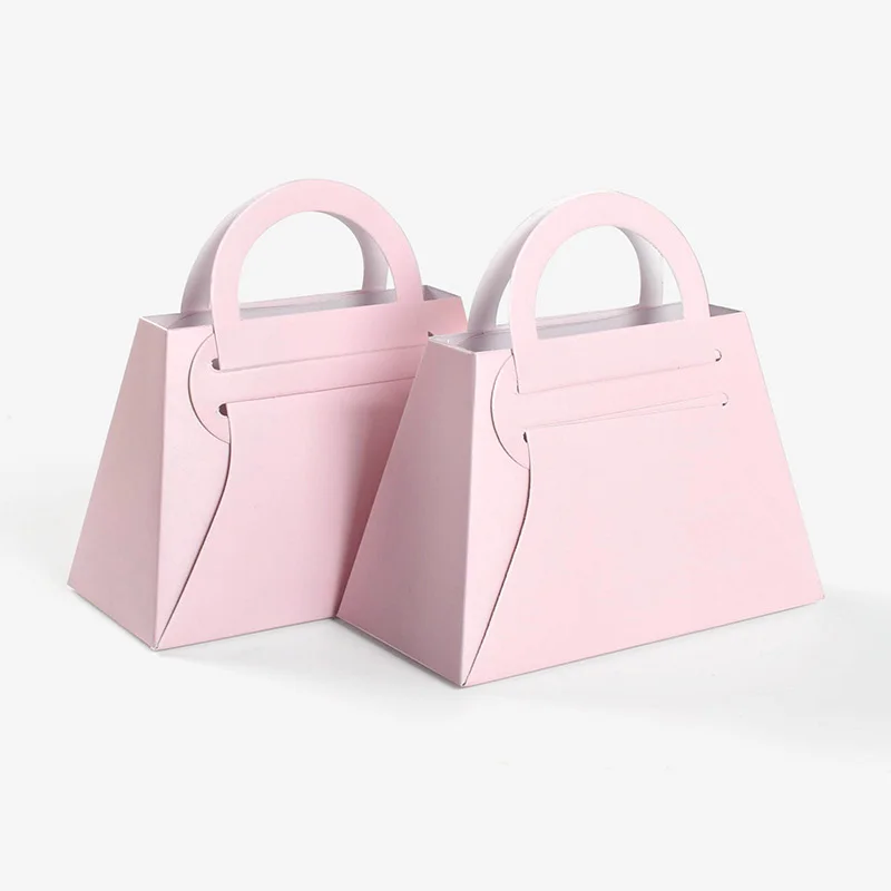10Pcs Pink Handbag Candy Box Creative Mini Wedding Festival Favor Gift Box Fold Packaging Bag Engagement Birthday Party Supplies
