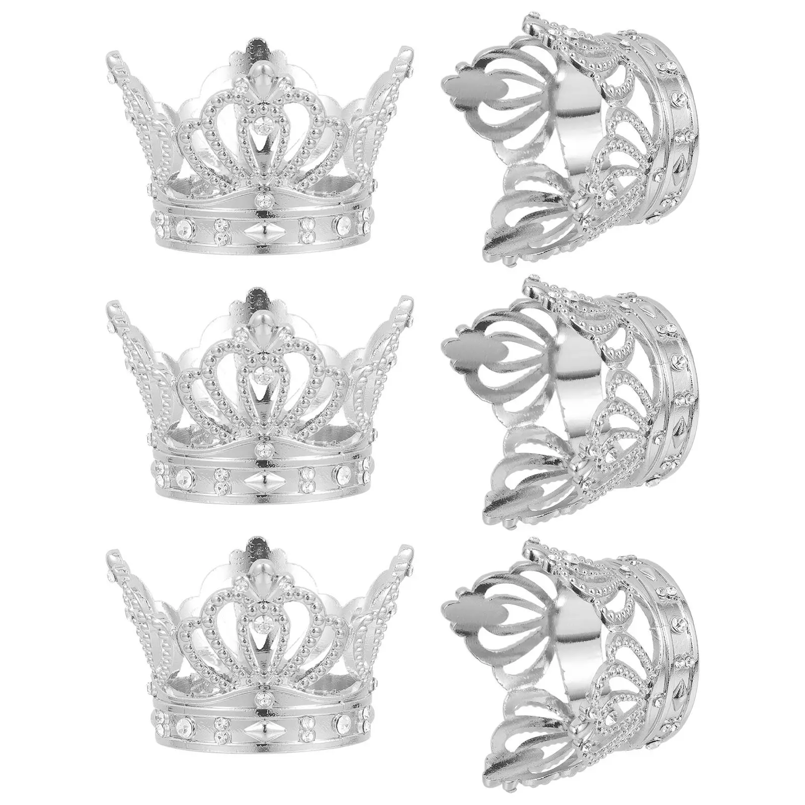 6Pcs Exquisite Crown Napkin Rings European Serviette Holder Napkin Buckle for Hotel Restaurant Bar Cafe Store Home Office Table