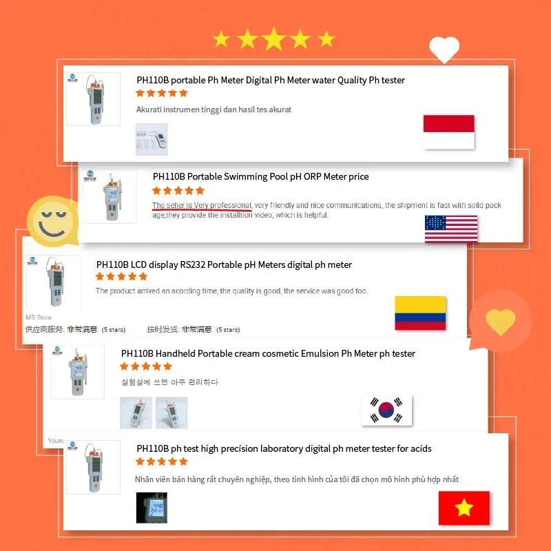 NOVO detector de qualidade da água PH110B testador de medidor de ph de 3,5 polegadas