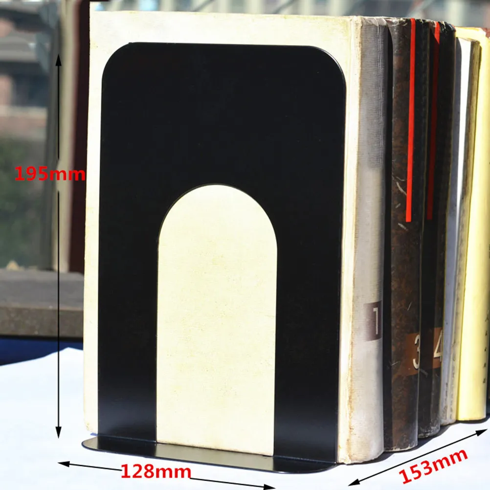 

1 пара металлических подставок для книг, черные, 12,8x19,5x15,3 см, прочный органайзер для книжных полок, противоскользящая опора для офиса, библиотеки, дома