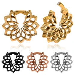Vanku 2pc Trendy Stainless Steel Flower Pattern Ear Weight Plug Body Piercing Jewelry Gauge Expanders Stretchers