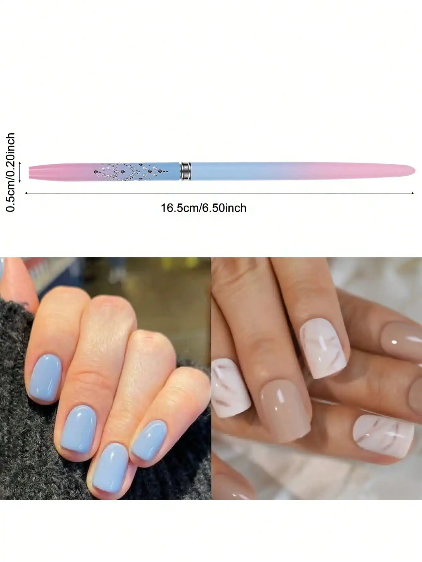 Nail Art Clean Up Brushes, 2 stuks ronde en schuine nagelborstels voor het reinigen van nagellakfout op de nagelriemen, acetonbestendige nagelbr