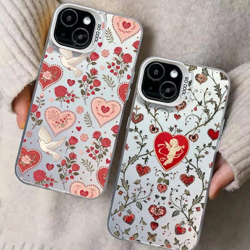 

Vintage European-style Flowers Patterns Laser Phone Case For iPhone 17 Pro Max 16 15 14 Pro Max Plus 12 13 Mini 11 Pro Max Cover