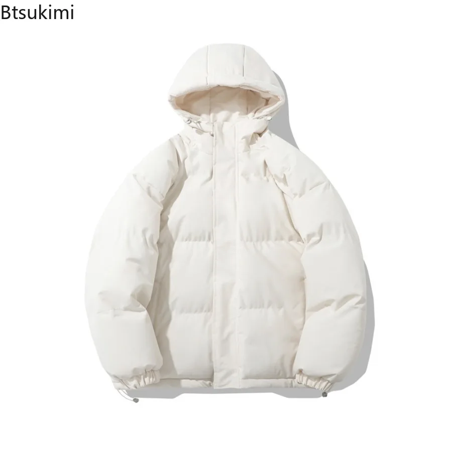 2025 Fashion Men's Hooded Green Casual Down Jackets Solid Color Warm Parkas for Men Thicker Winter Coats Loose Warm Parkas Male