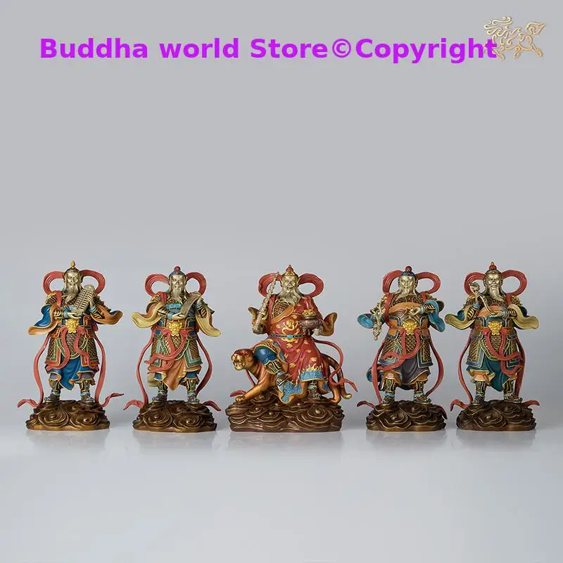 5 pçs high grade ásia casa empresa carreira trazer dinheiro boa sorte wu lu cai shen deus da riqueza buda bronze escultura estátua