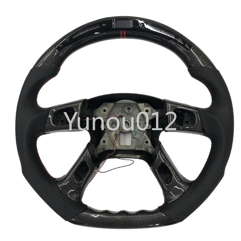 

High Quality Perforated Leather and Real Carbon Fiber Steering Wheel With LED Display Assembly Fit