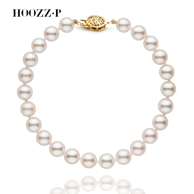 

Akoya Fine Pearl Jewelry Bracelets 14K Gold Japanese Sea Medion Original Natural Cultured In White Genuine Round 6.5-7mm AAA Top